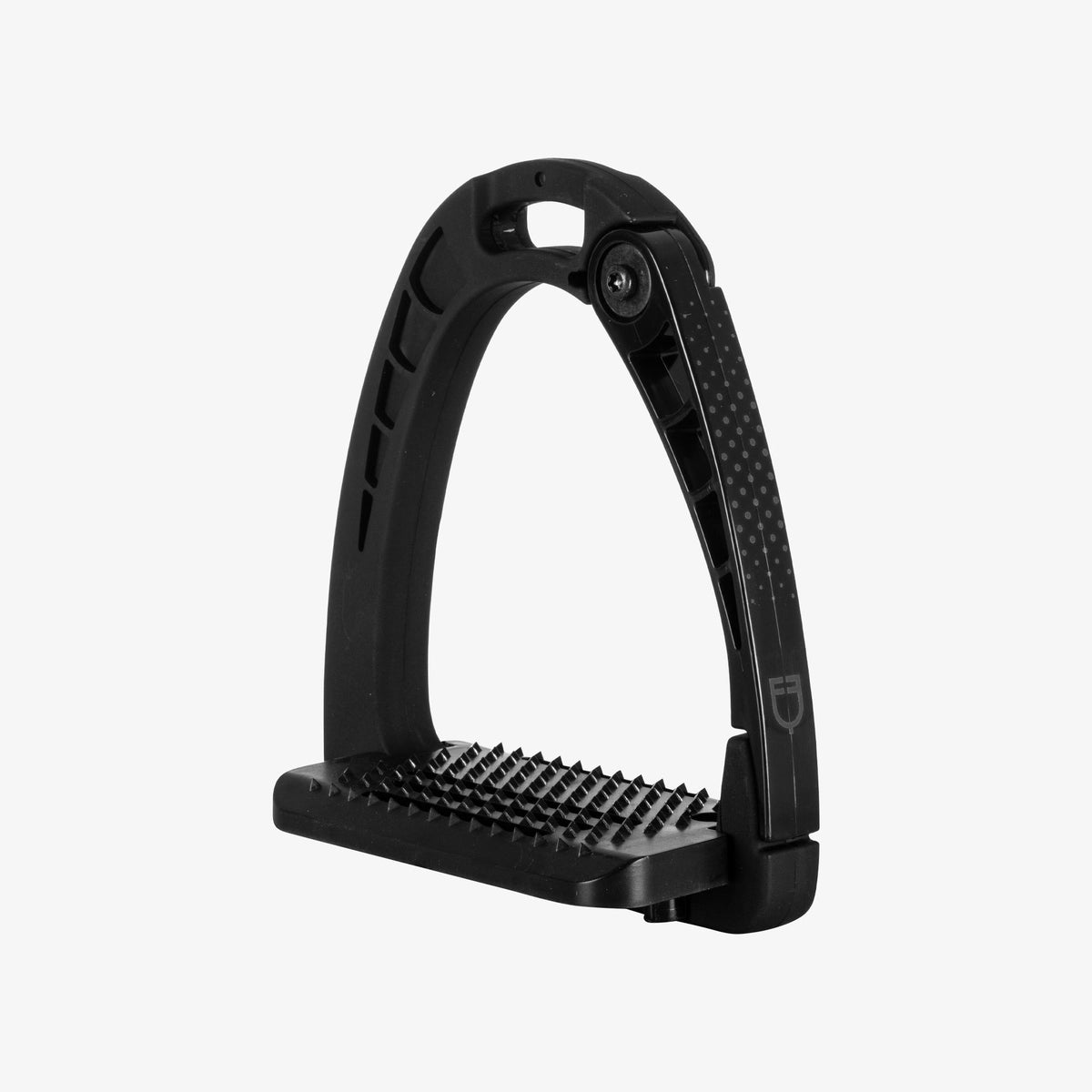Equestro Junior Safety Stirrups in Total Black front angle