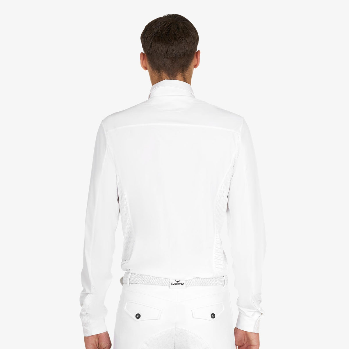 Equestro Men's Long Sleeve Competition Shirt in White back view