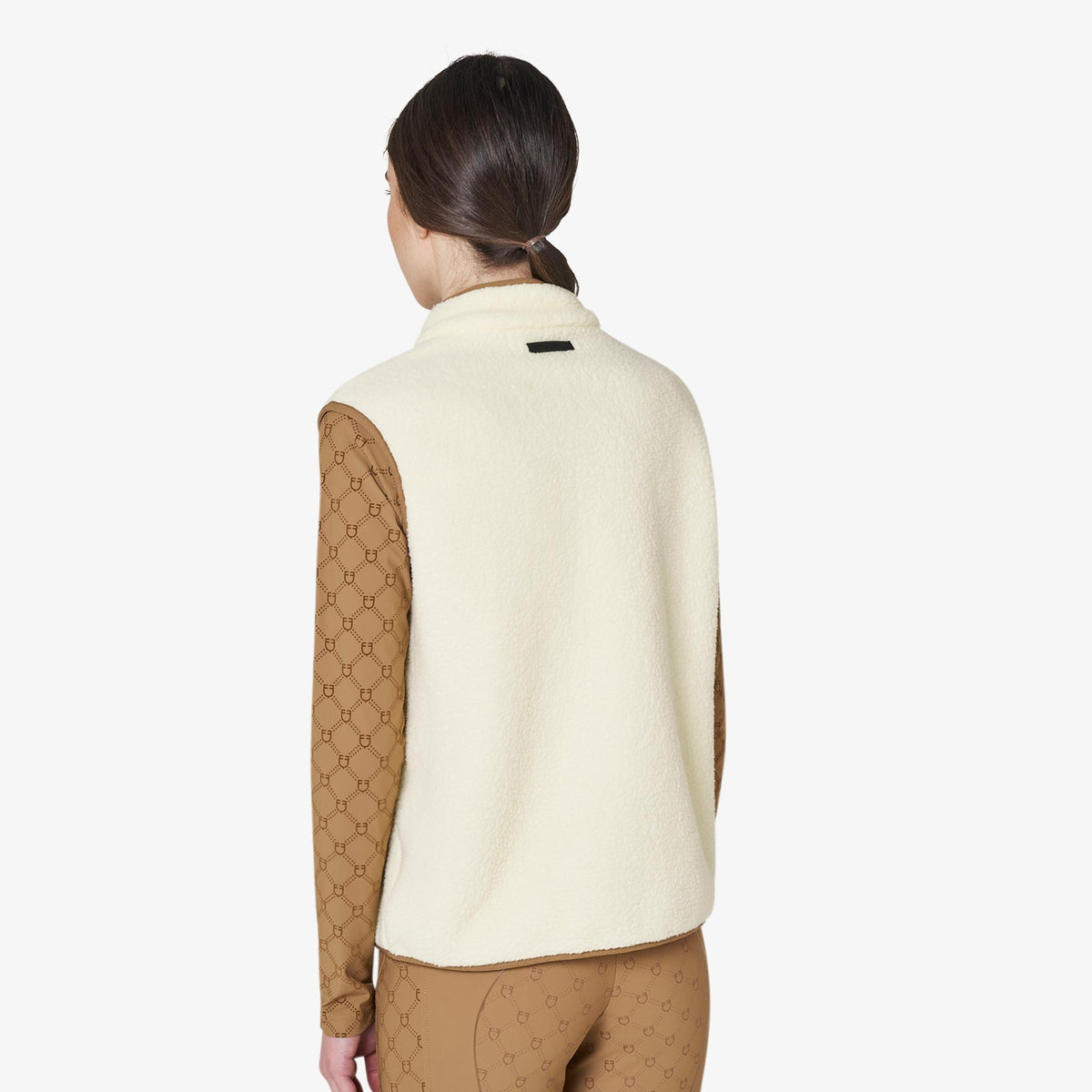 Equestro Women's Teddy Fleece Vest in Antique White back view