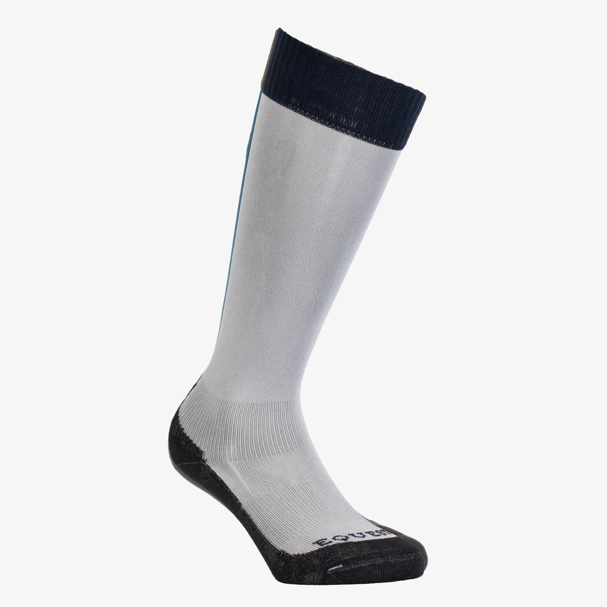 Equestro Unisex Basic Technical Riding Socks - Frost Grey/Navy Blazer, front | Malvern Saddlery