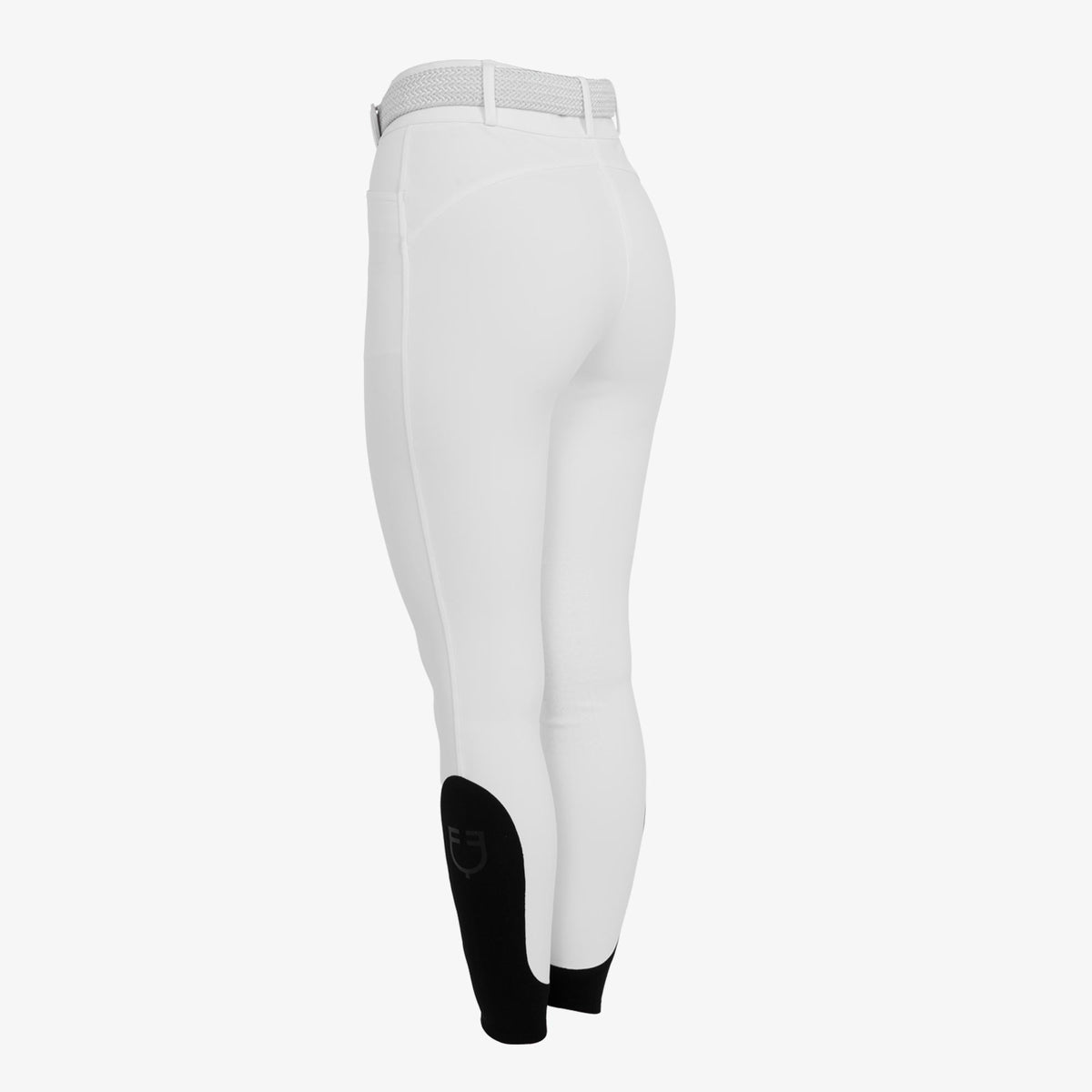 Equestro Women's Hunter Knee Grip Breeches - White, back | Malvern Saddlery