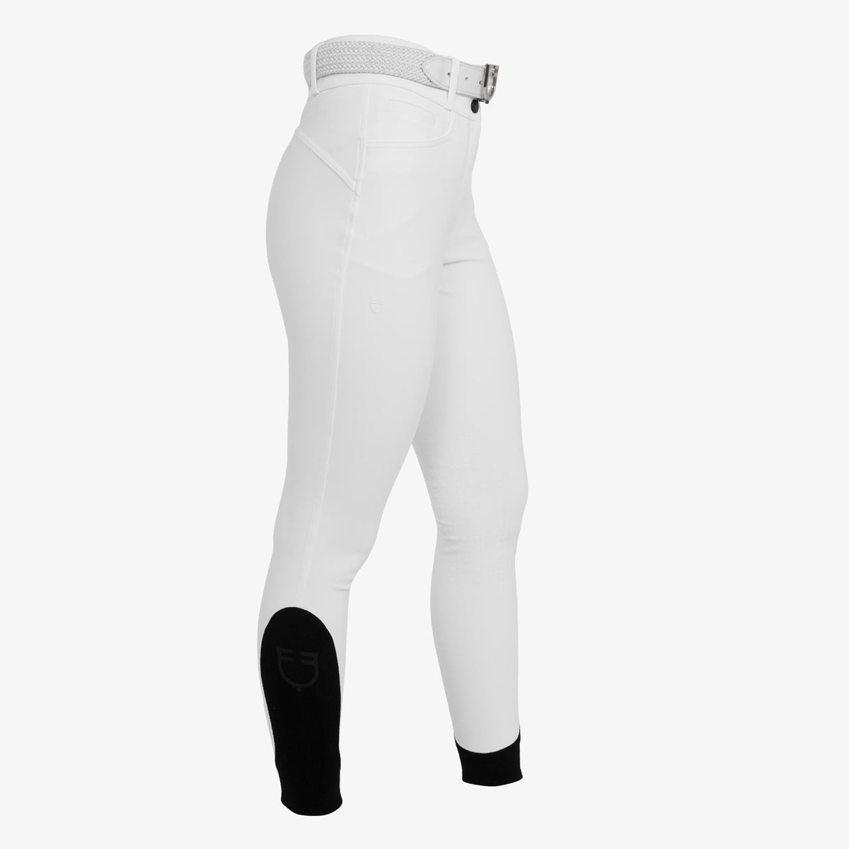 Equestro Women's Hunter Knee Grip Breeches - White, side | Malvern Saddlery