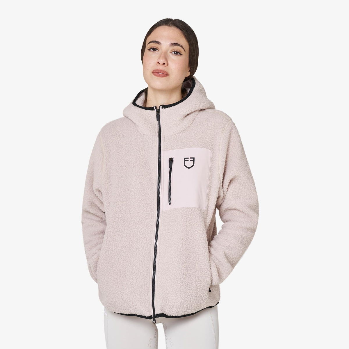 Equestro Women's Teddy Fleece Zip Hoodie - Hushed Violet, front | Malvern Saddlery