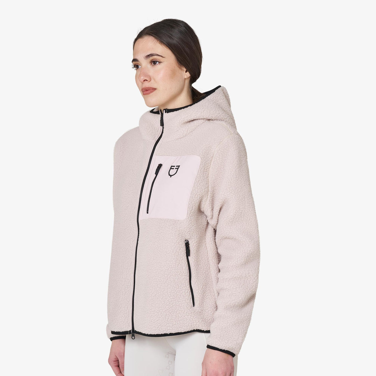 Equestro Women's Teddy Fleece Zip Hoodie - Hushed Violet, side | Malvern Saddlery