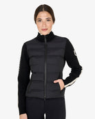 Equestro Hybrid Knit Jacket - Black;  shown on women on white background | Women's Outerwear | Malvern Saddlery