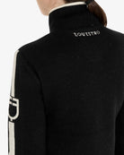 Equestro Hybrid Knit Jacket - Black;  back view shown on women on white background | Women's Outerwear | Malvern Saddlery
