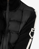 Equestro Hybrid Knit Jacket - Black;  left side detail shown on women on white background | Women's Outerwear | Malvern Saddlery