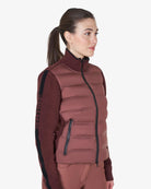 Equestro Hybrid Knit Jacket - Wine;  shown on women on white background | Women's Outerwear | Malvern Saddlery