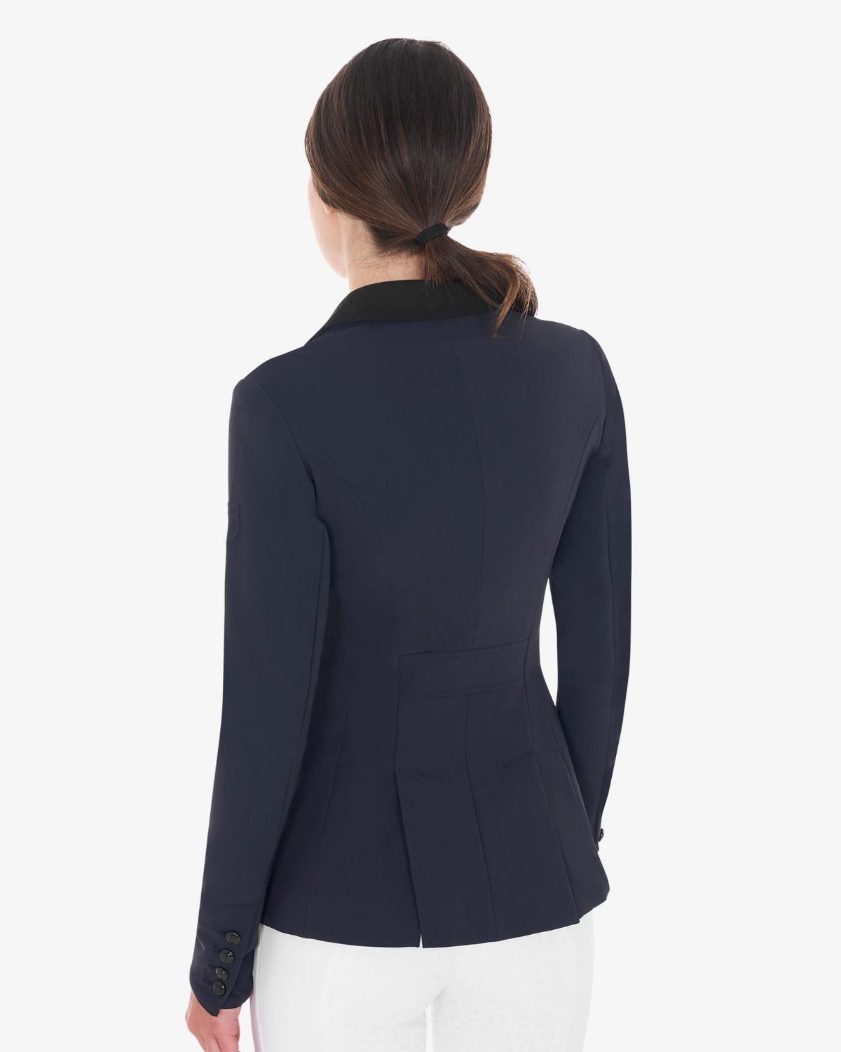 Equestro Women's Elegance Show Coat - Navy Blazer; back view | Equestrian Competition Apparel | Malvern Saddlery