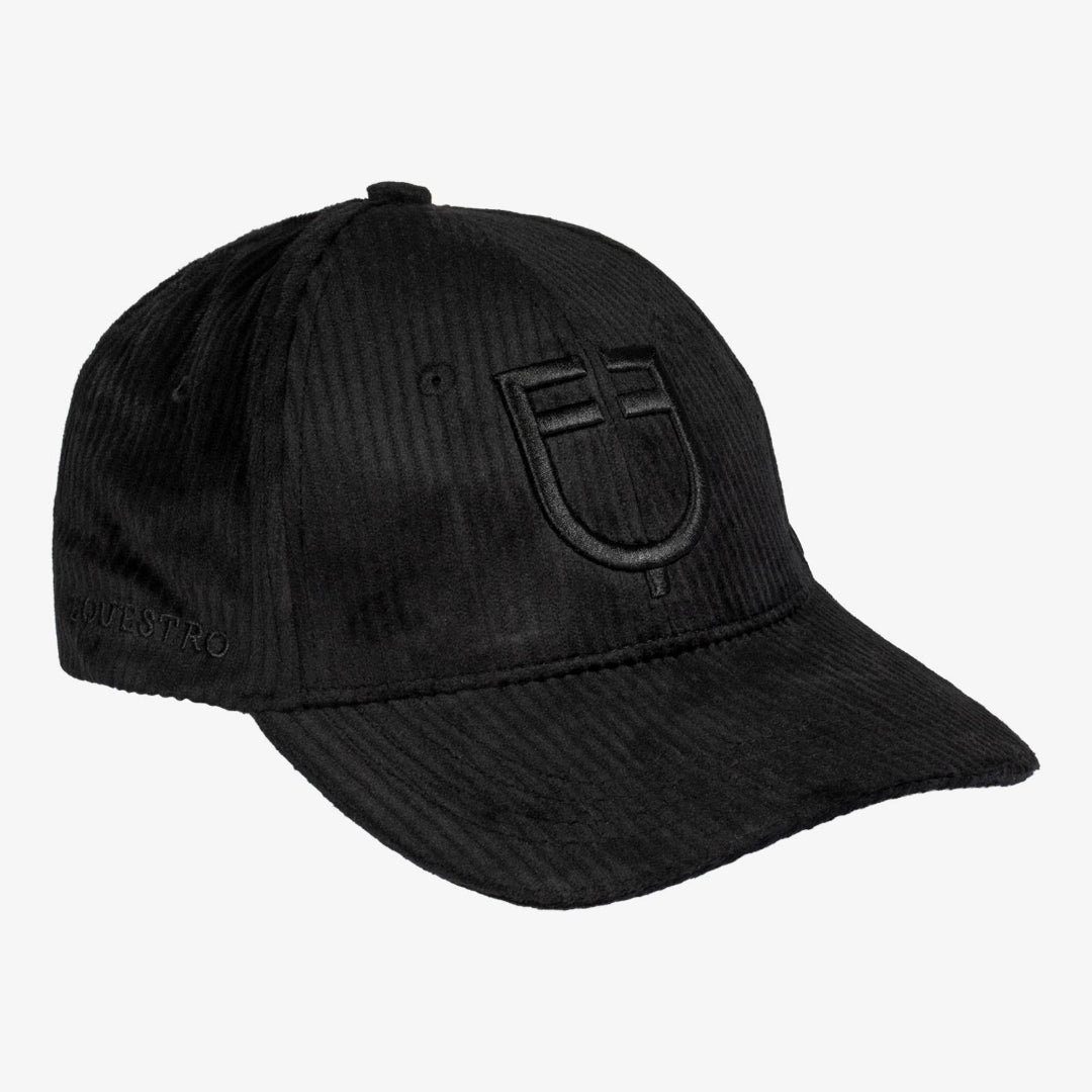 Equestro Velvet-like Ribbed Baseball Cap - Black | Malvern Saddlery