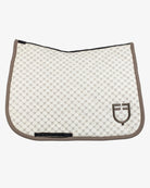 Equestro Monogram Dressage Saddle Pad - Antique White / Walnut | Malvern Saddlery