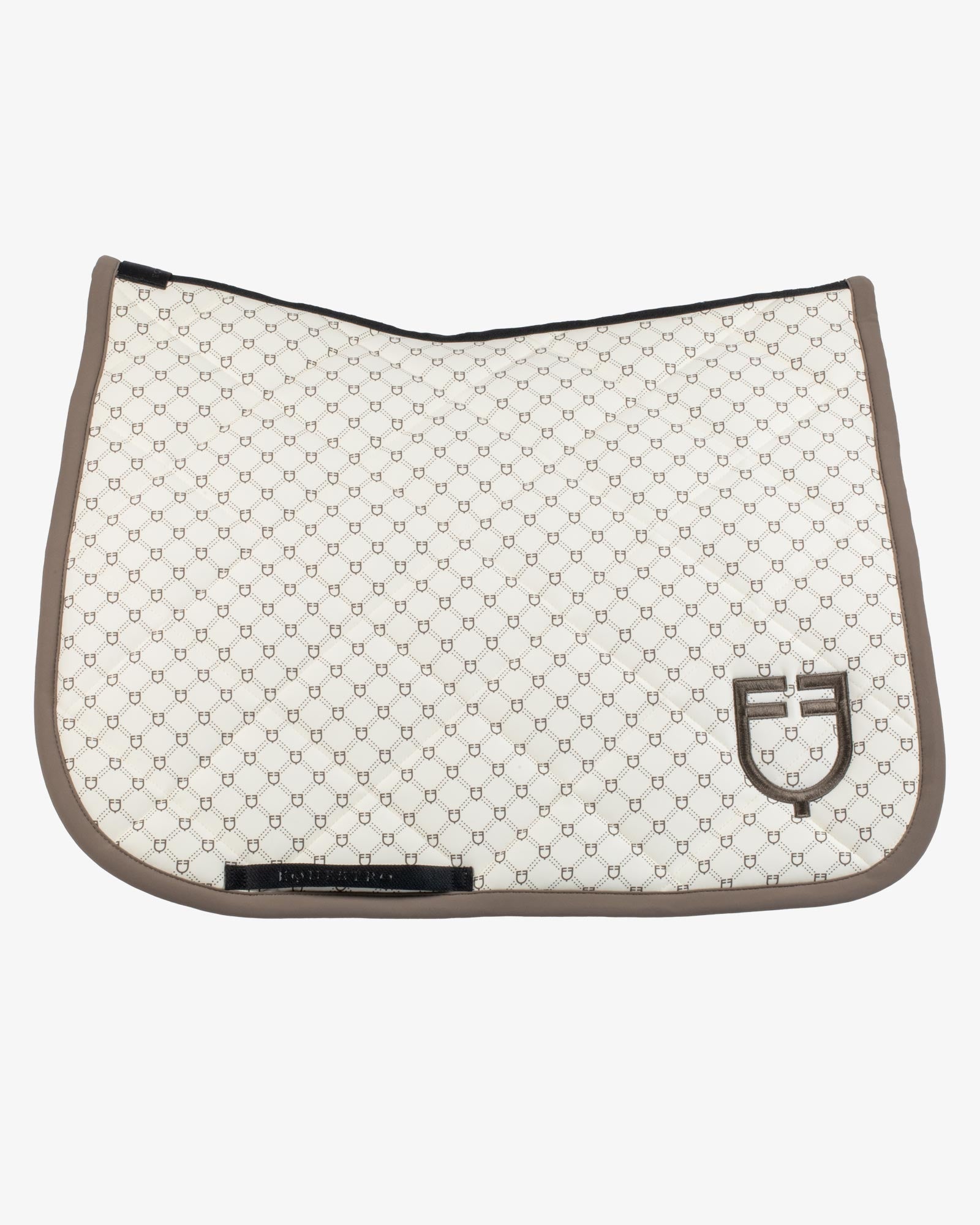 Equestro Monogram Dressage Saddle Pad - Antique White / Walnut | Malvern Saddlery
