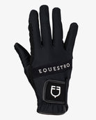 Equestro Logo Technical Riding Gloves - Black/White | Malvern Saddlery