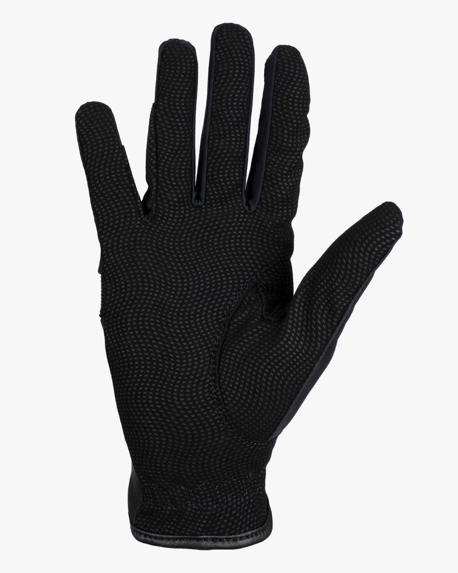 Equestro Logo Technical Riding Gloves - Black ; palm view | Malvern Saddlery