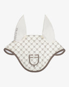 Equestro Monogram Ear Bonnet - Antique White & Walnut status print | Horse Care | Malvern Saddlery