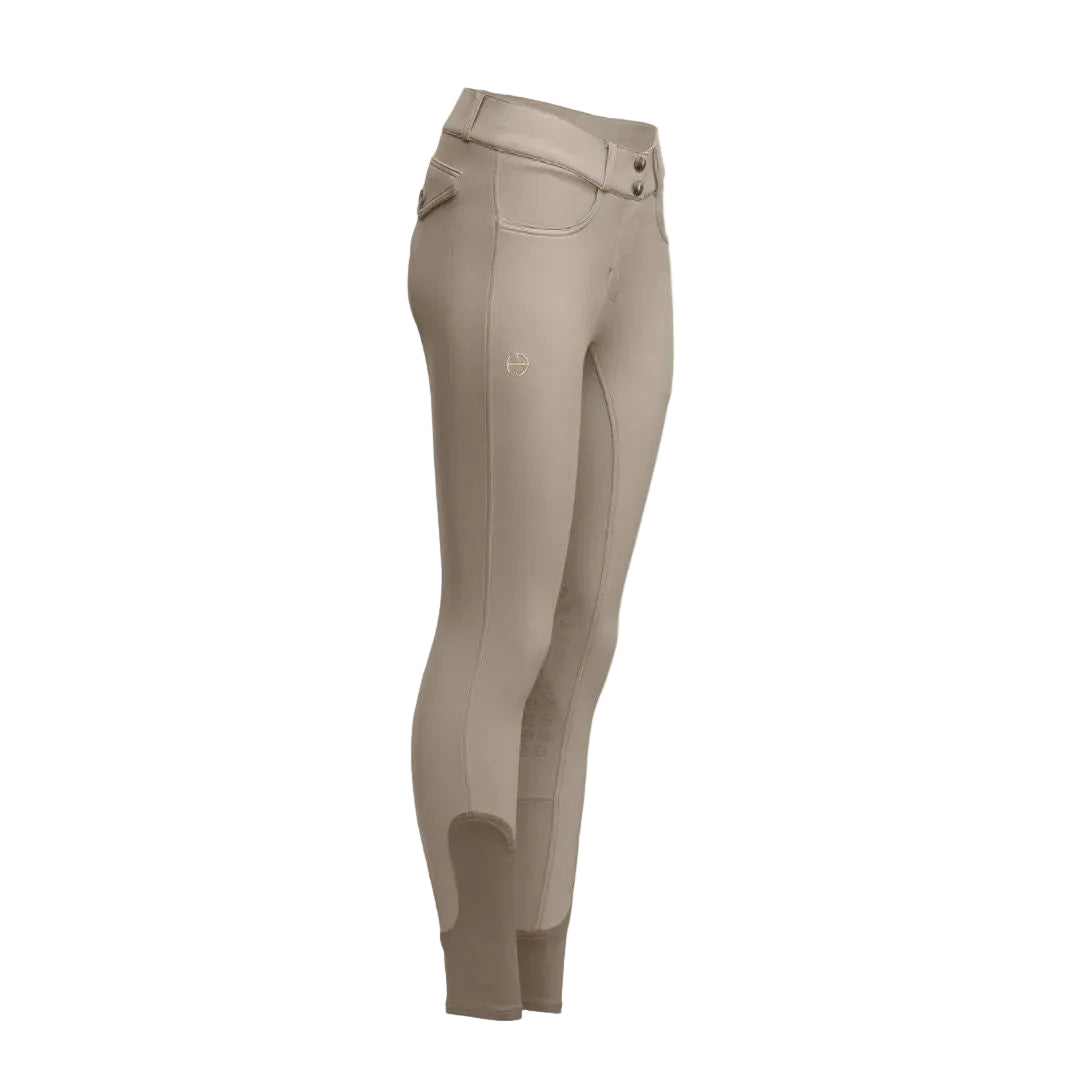 Halter Ego Women's Evolution Knee Grip Breeches - Beige, front view on light background | Malvern Saddlery
