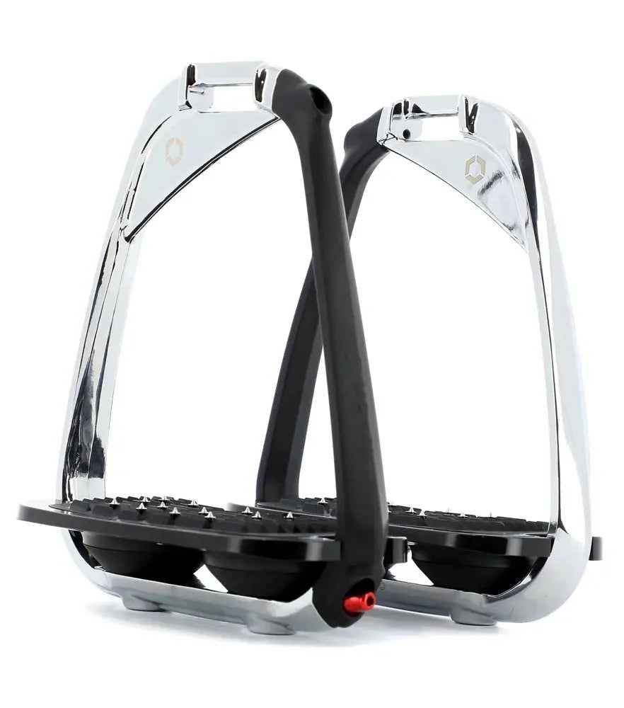 Flex-On IR-ON S Safety Stirrup - Chrome Silver frame, black footbed