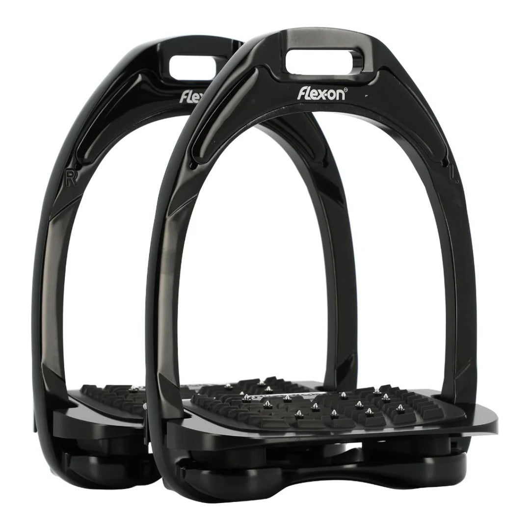 Flex-On Aluminium Stirrups - black frame, pair
