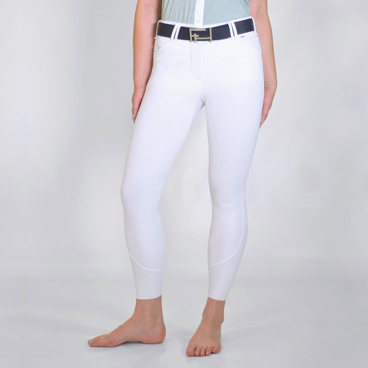 For Horses Ennie Women's Full Seat Breeches in White front view