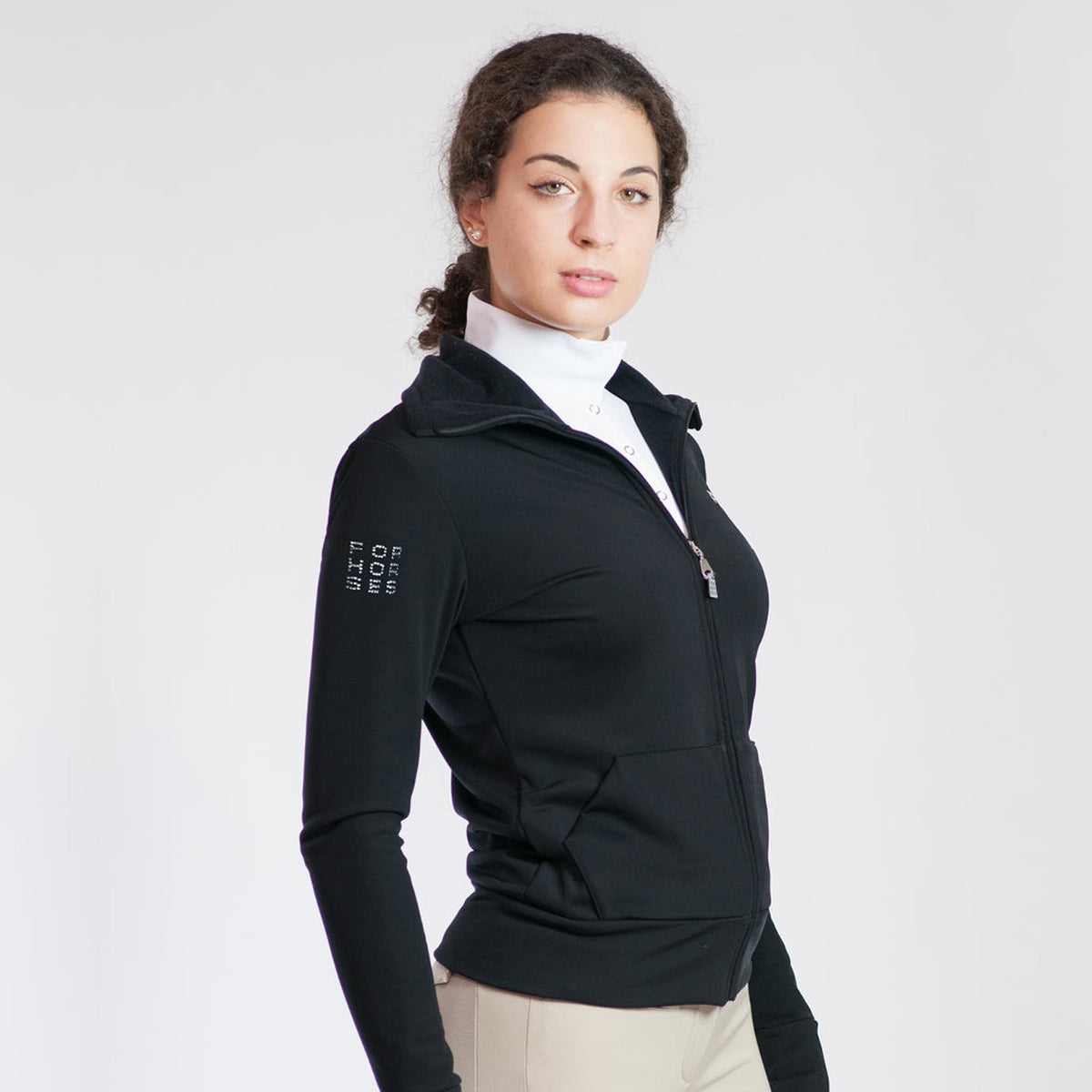 For Horses Kora Women's Zip Jacket three-quarter view, shown in Black