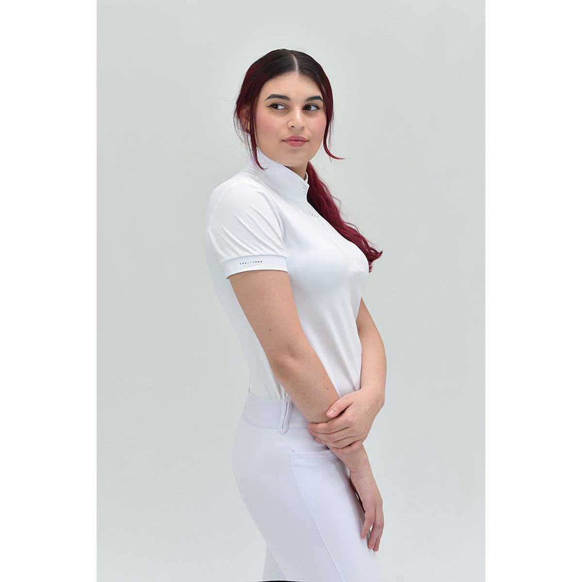 For Horses Magica Women's Short Sleeve Show Shirt in White side view