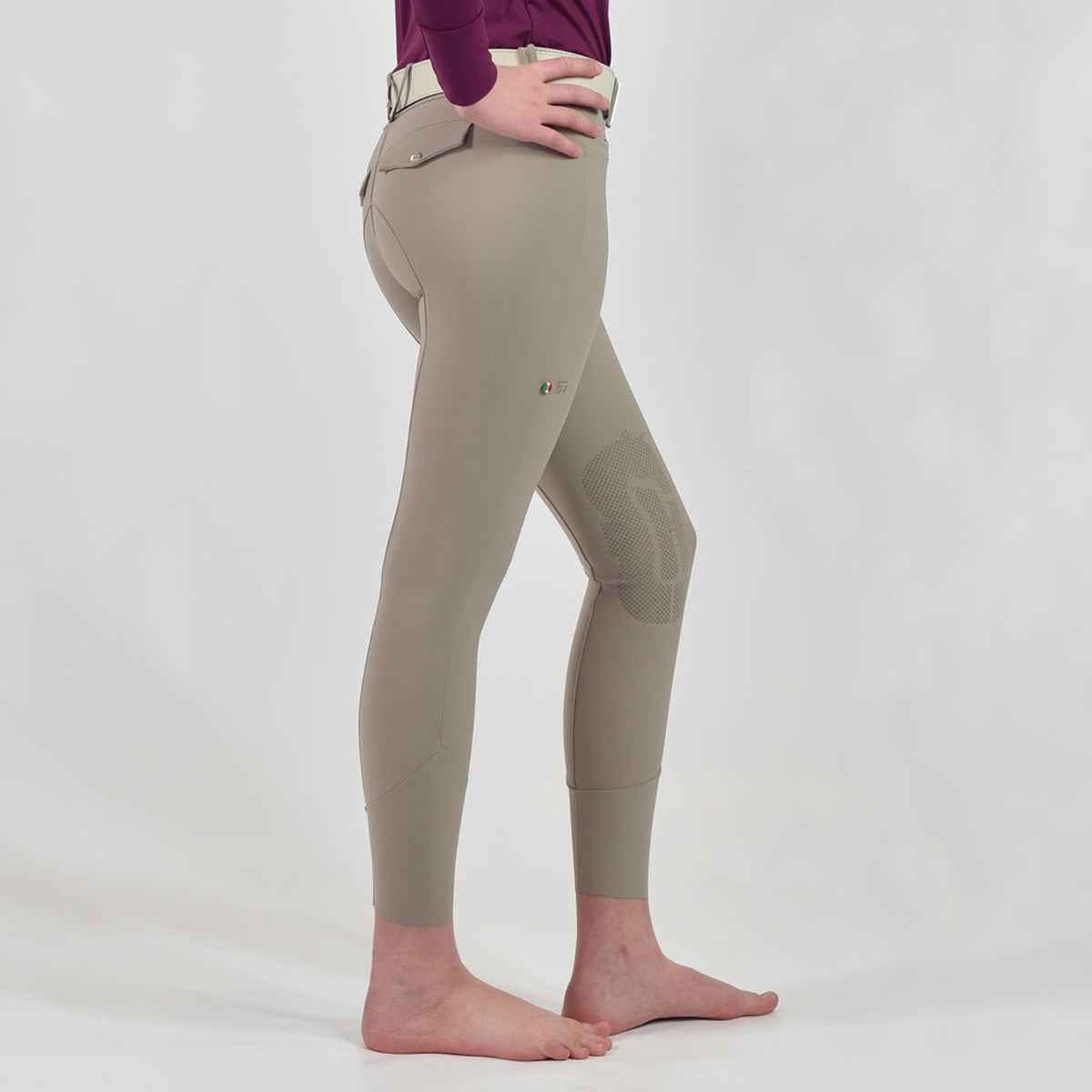For Horses Poppy Girls' Knee Grip Breeches in Beige side view