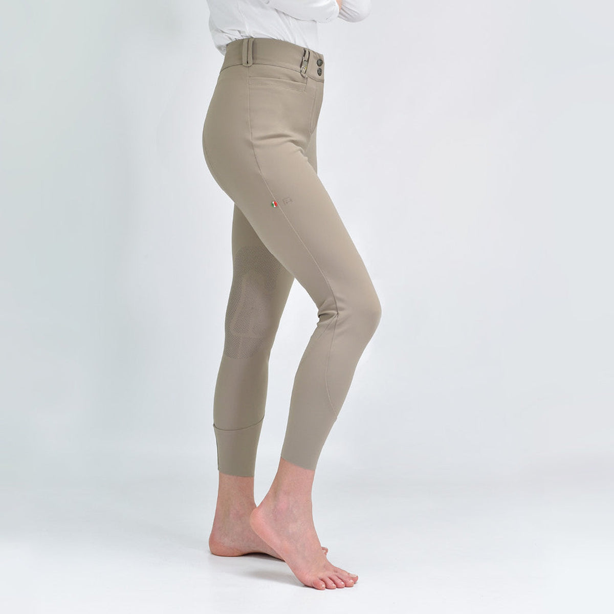 For Horses Rita Women's High Rise Knee Grip Breeches in Beige side view