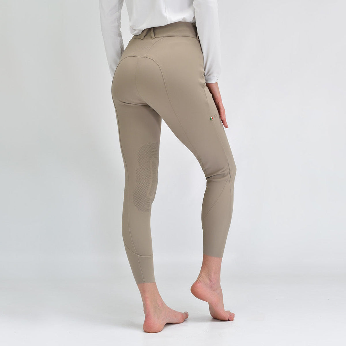 For Horses Rita Women's High Rise Knee Grip Breeches in Beige back view