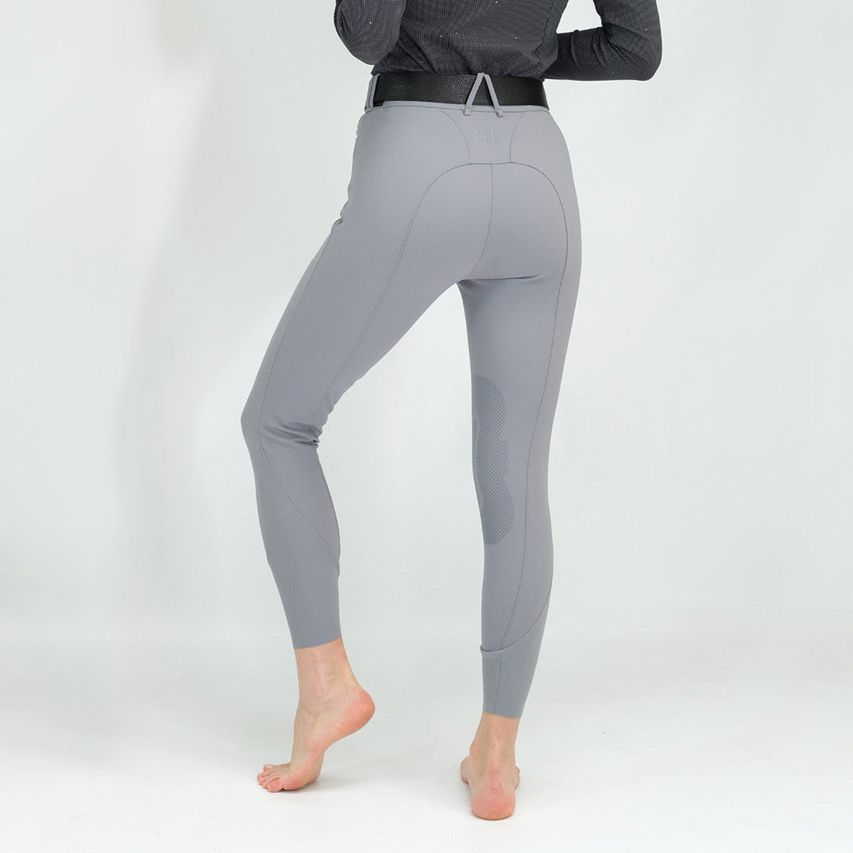For Horses Rita Women's High Rise Knee Grip Breeches in Dove Gray back view