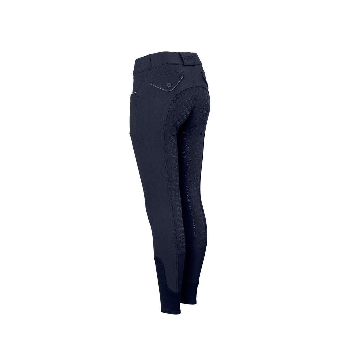 Halter Ego Women's Evolution Mid Waist Full Grip Breeches - Navy Sparkle, back view on white background | Malvern Saddlery