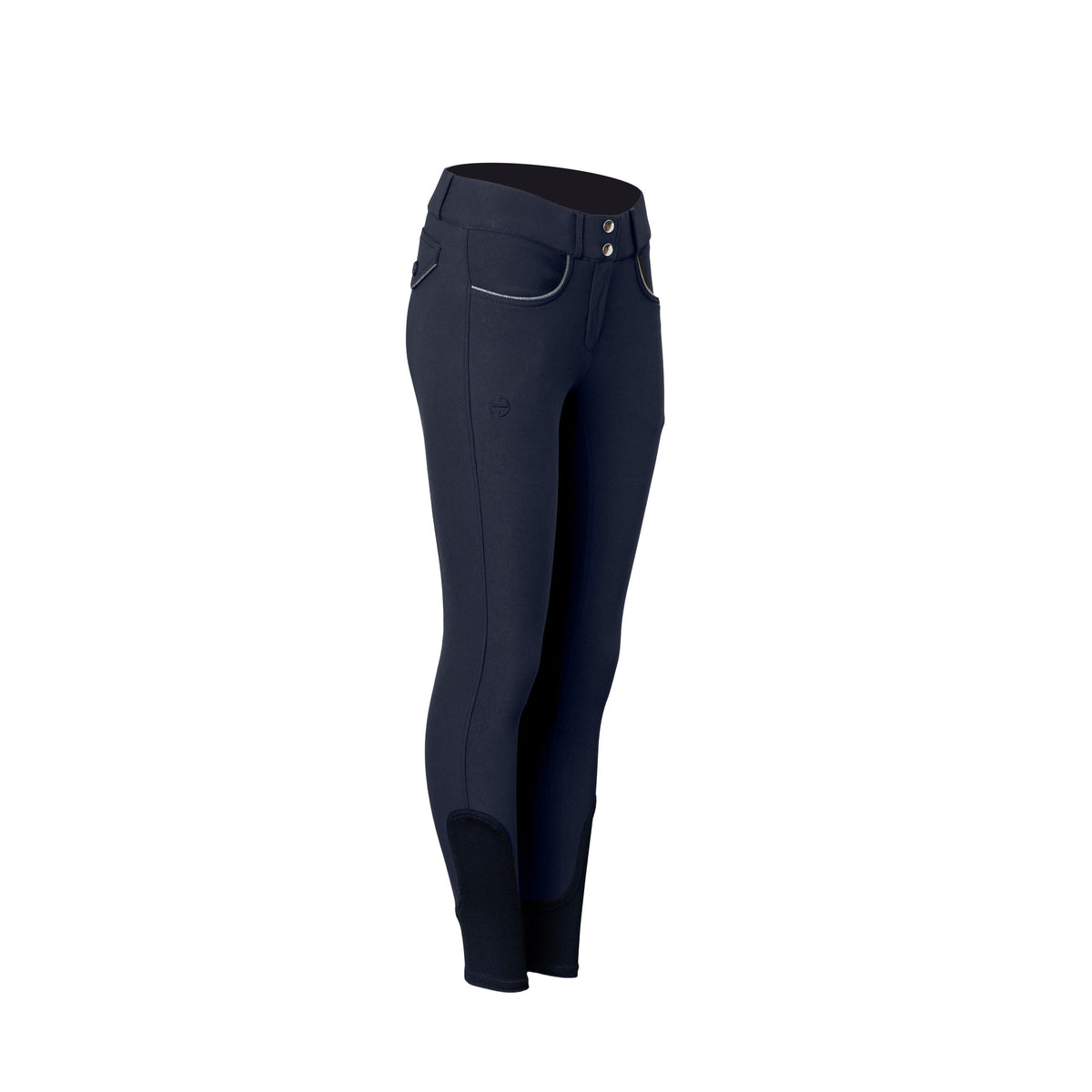 Halter Ego Women's Evolution Mid Waist Full Grip Breeches - Navy Sparkle, front view on white background | Malvern Saddlery