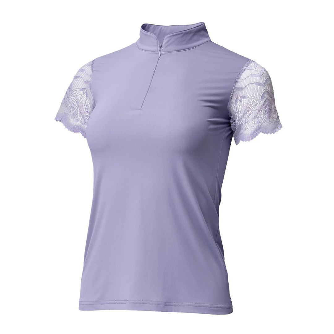 Halter Ego Charlie Short Sleeve Lace Shirt - Light Amethyst | Equestrian Training Shirts | Malvern Saddlery
