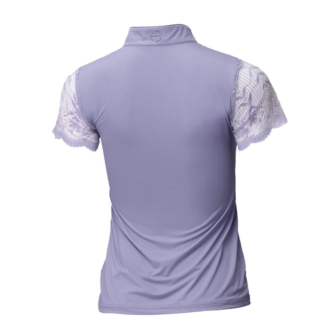 Halter Ego Charlie Short Sleeve Lace Shirt - Light Amethyst | Equestrian Training Shirts | Malvern Saddlery
