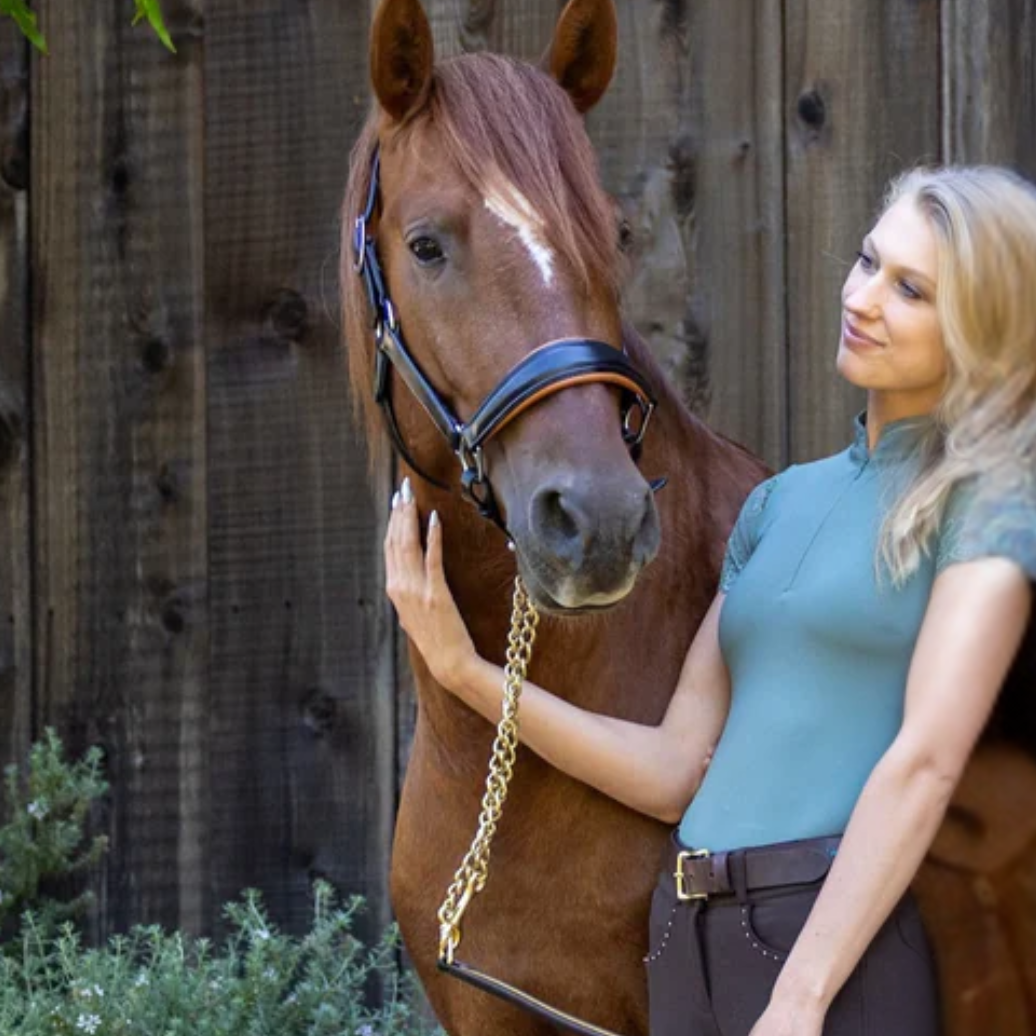 Halter Ego Ladies Short Lace Sleeve Training Shirt - Sage Green | Malvern Saddlery