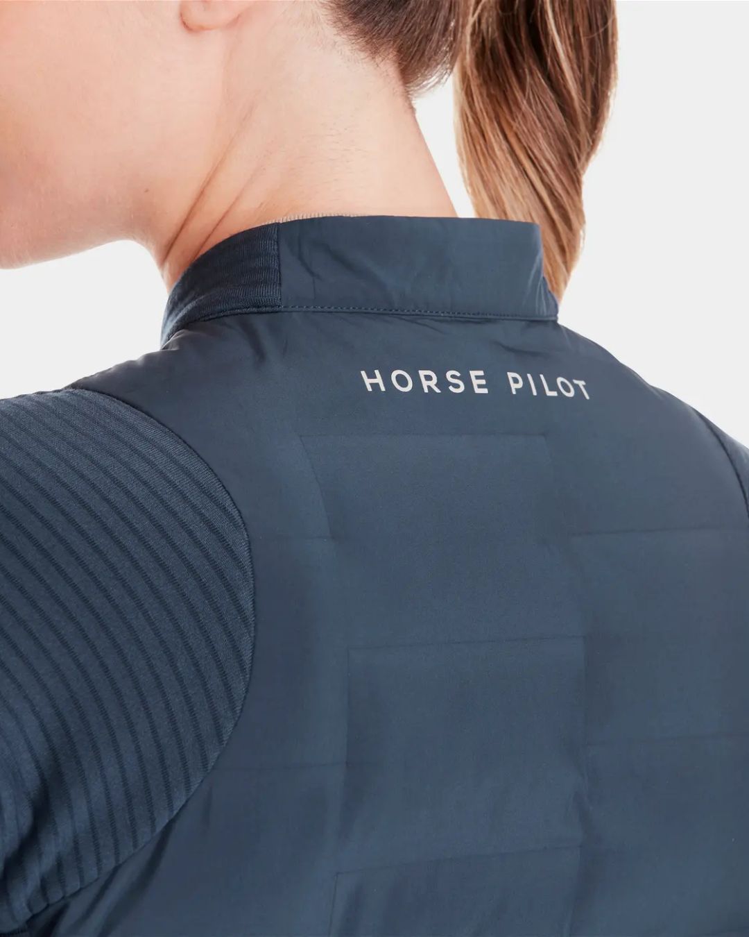 Horse Pilot Women's Storm Jacket - Navy, back of neck detail | Equestrian Outerwear | Malvern Saddlery