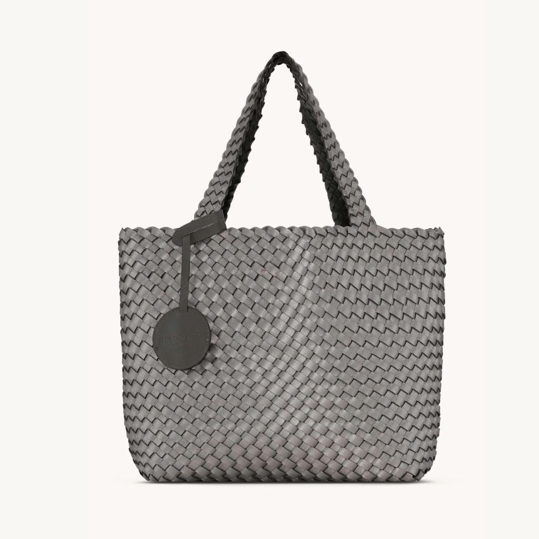 Ilse Jacobsen Braided Reversible Tote - Dark Shadow/Gunmetal | Handbags | Malvern Saddlery