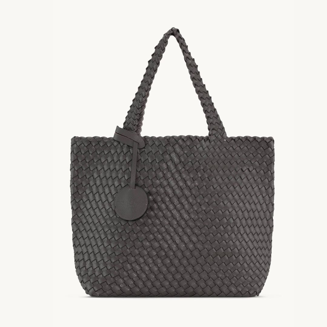 Ilse Jacobsen Braided Reversible Tote - Dark Shadow/Gunmetal | Handbags | Malvern Saddlery