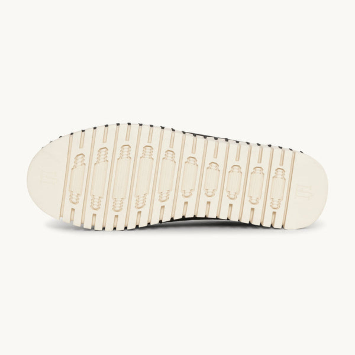 Bottom sole view of Ilse Jacobsen Tulip 3373 Platform Shoe showing white flexible cushioned rubber tread.