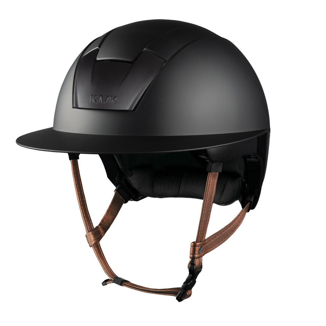 KASK Equestrian Kooki Lady Shadow Helmet - Black with tan chinstrap | Wide Brim Helmets | Malvern Saddlery
