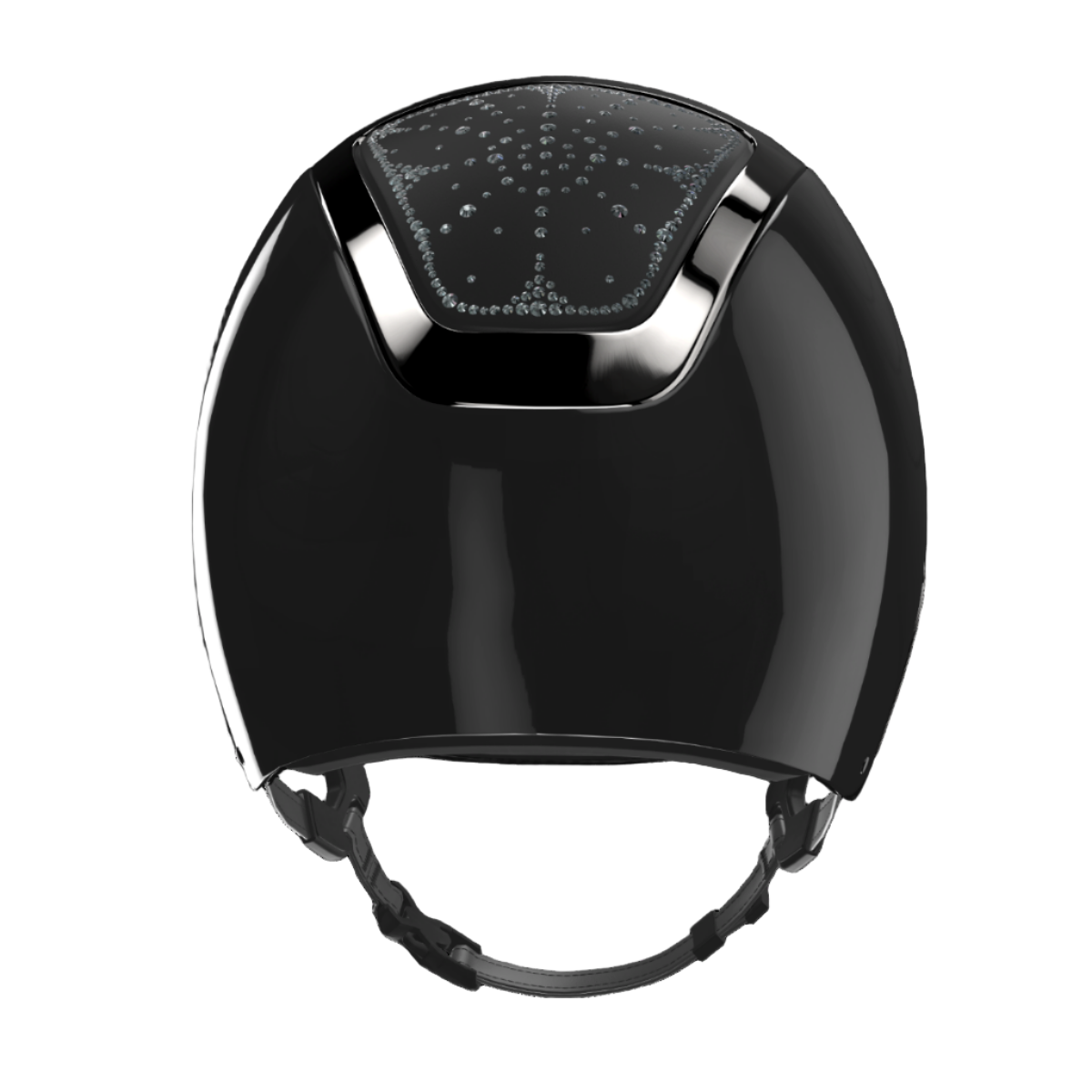 KASK Dogma Riviera Shine Equestrian Helmet -Black with Clear Crystal Shade Swarovski crystals; back view | Malvern Saddlery