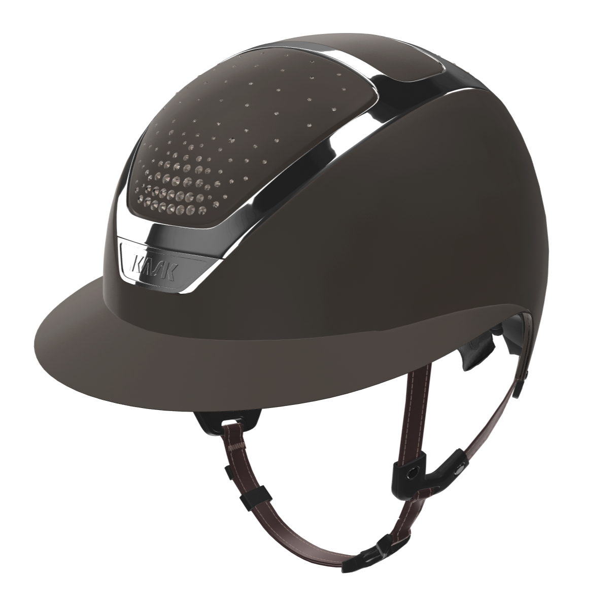 KASK Star Lady Chrome Passage Helmet in Brown with Silver Frame & greige swarovski crystals | Malvern Saddlery