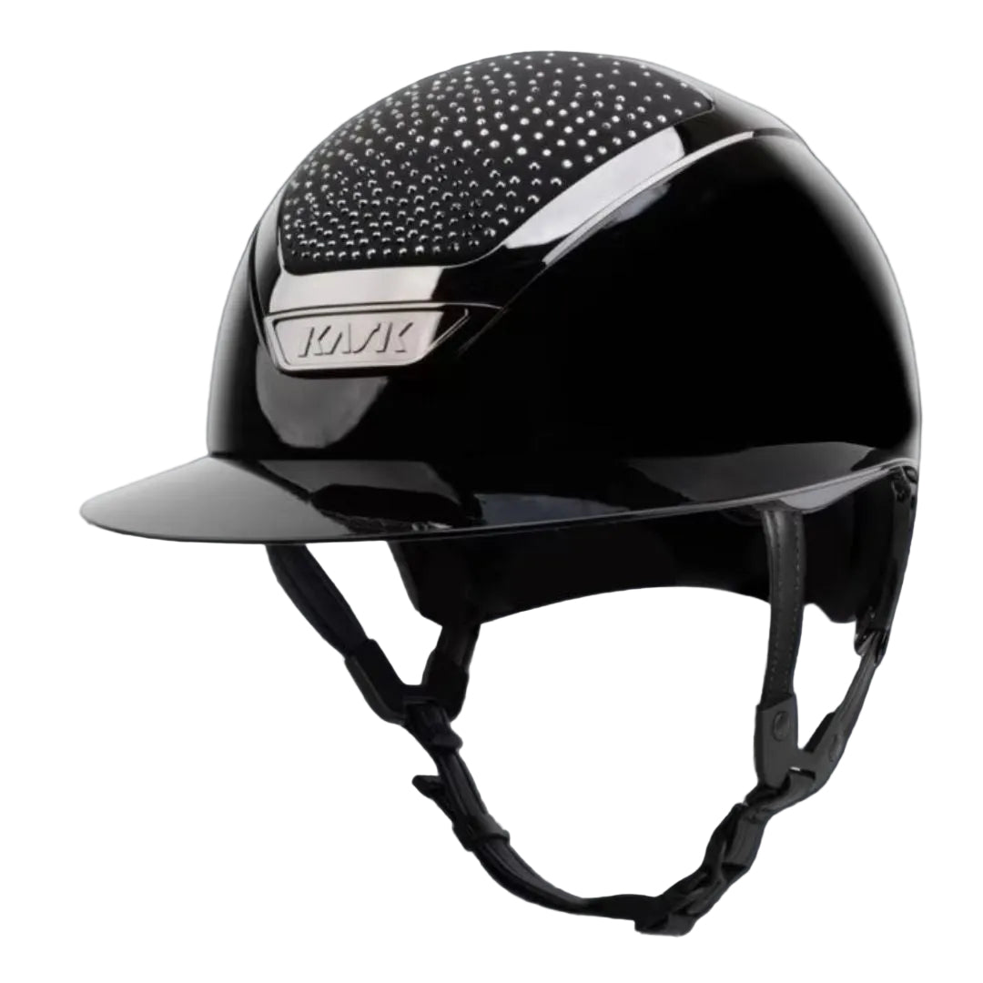 KASK Star Lady Pure Shine Equestrian Helmet - Black with Waterfence Swarovski Crystals | Malvern Saddlery