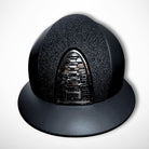 KEP Italia Custom Design Cromo 2.0 Equestrian Wide Brim Helmet - Textured Black finish with sparkle black panel, front view | Malvern Designed | Malvern Saddlery