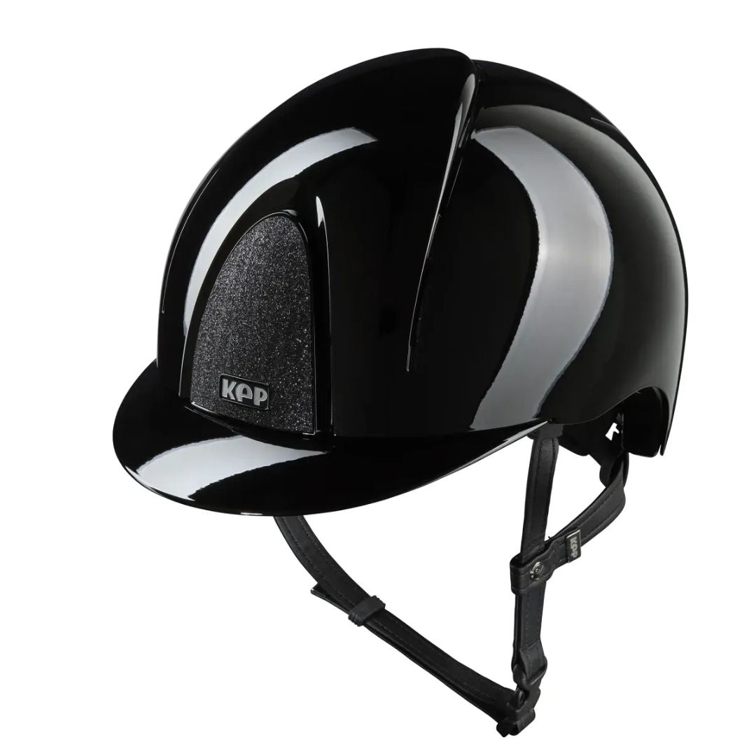 Kep Italia Smart Nova Star Metal Polish Equestrian Helmet -Black with Tonal Star grill on white background | Malvern Saddlery