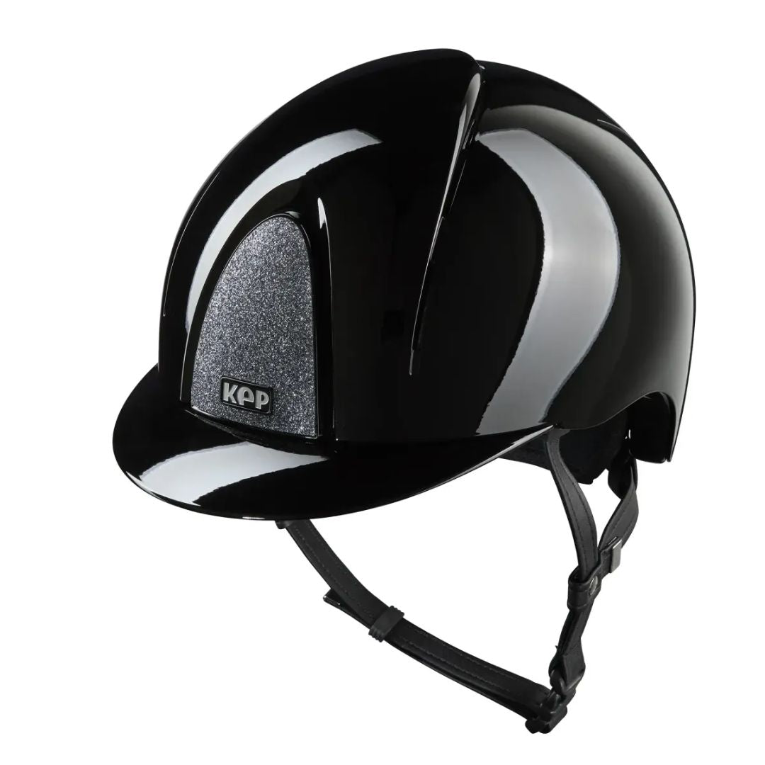 Kep Italia Smart Nova Star Metal Polish Equestrian Helmet - Black with Silver Star grill on white background | Malvern Saddlery