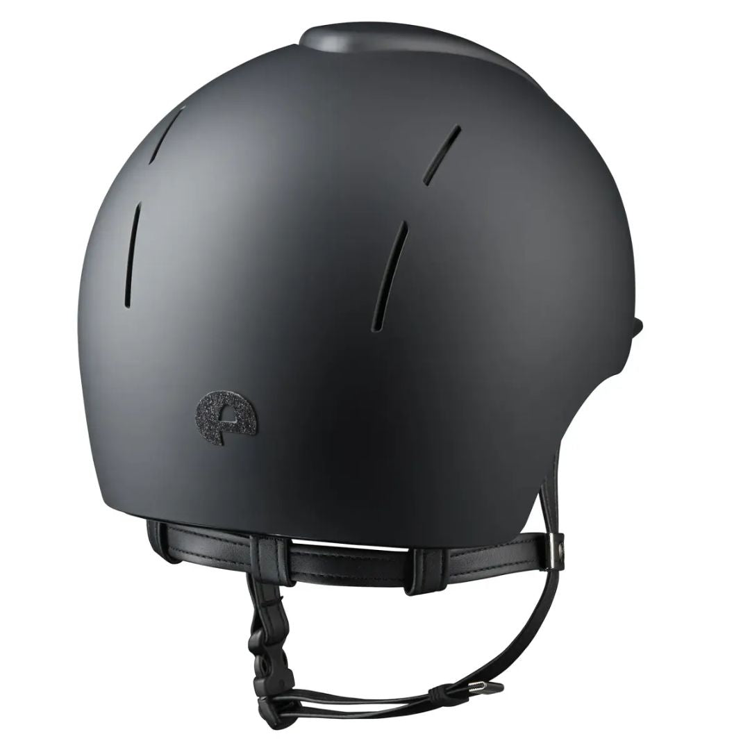 KEP Italia Smart Nova Textile Star Equestrian Helmet - Black/Black Star Grill, back view on white background | Malvern Saddlery