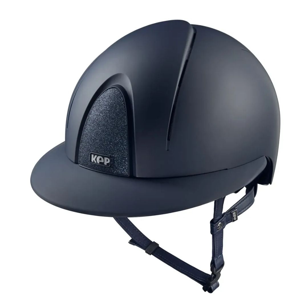 Kep Smart Nova Star Textile Equestrian Polo Brim Helmet - Navy with navy star fabric on grill on white background | Wide Brim Helmets | Malvern Saddlery