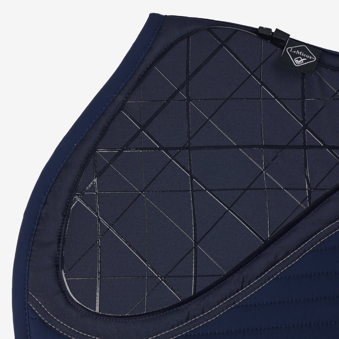 LeMieux Soft Shell Anti-Slip Eurojump Square Saddle Pad - Navy; silicone grip detail | Jumper Saddle Pads | Malvern Saddlery