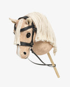 LeMieux Hobby Horse Competition Bridle - Black with White Fancy Stitching, shown on hobby horse | Equestrian Pretend Play | Malvern Saddlery