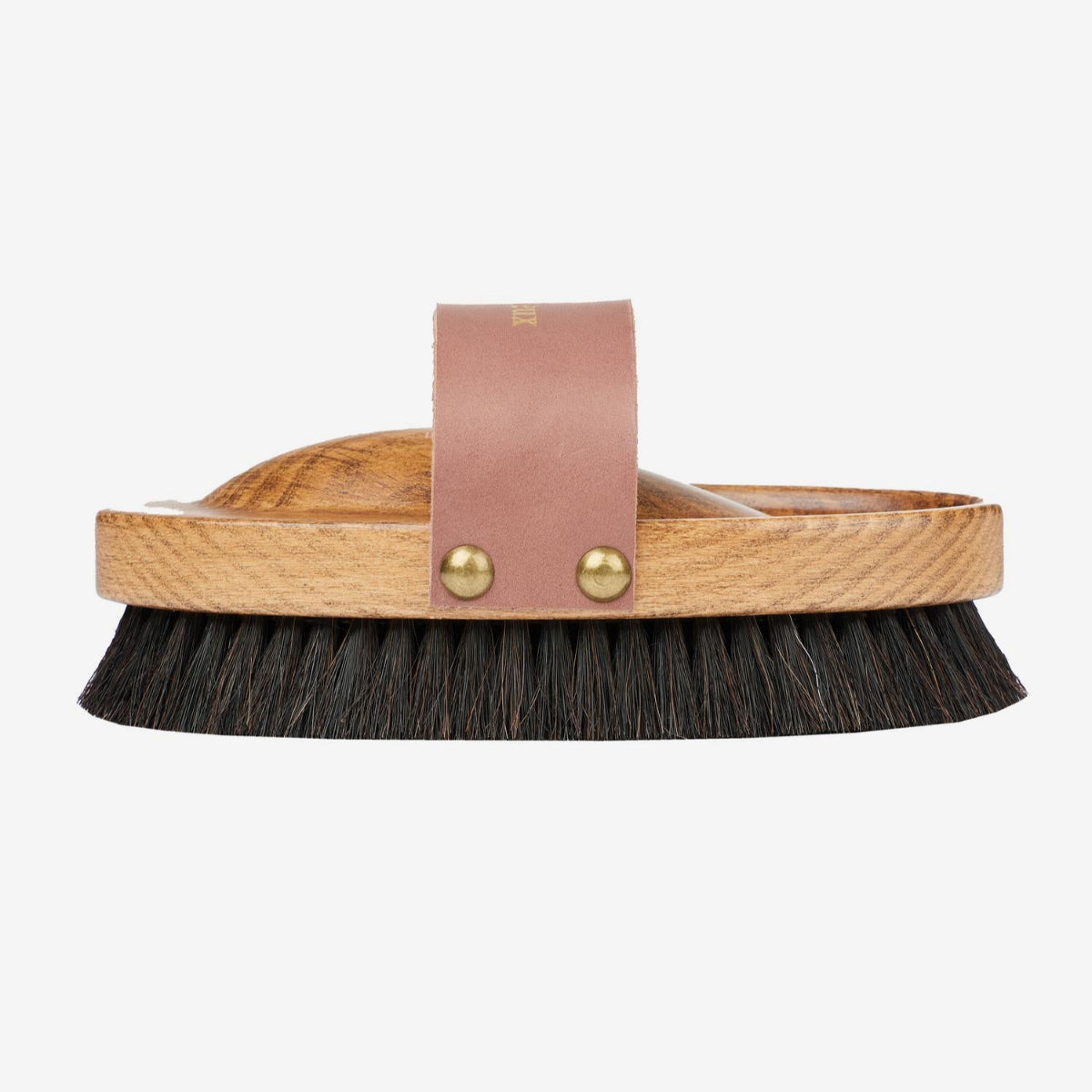 LeMieux Artisan Lambswool Body Brush - Brown with black bristles; side profile view | Horse Grooming | Malvern Saddlery